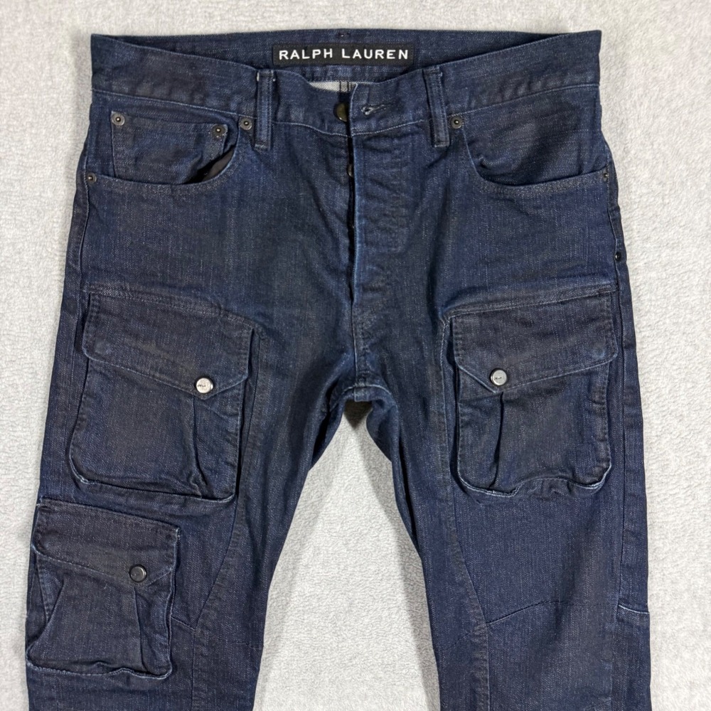 Ralph Lauren Black Label Mens Cargo Jeans Dark Indigo Slim Fit 32x32 Tactical - Picture 3 of 12